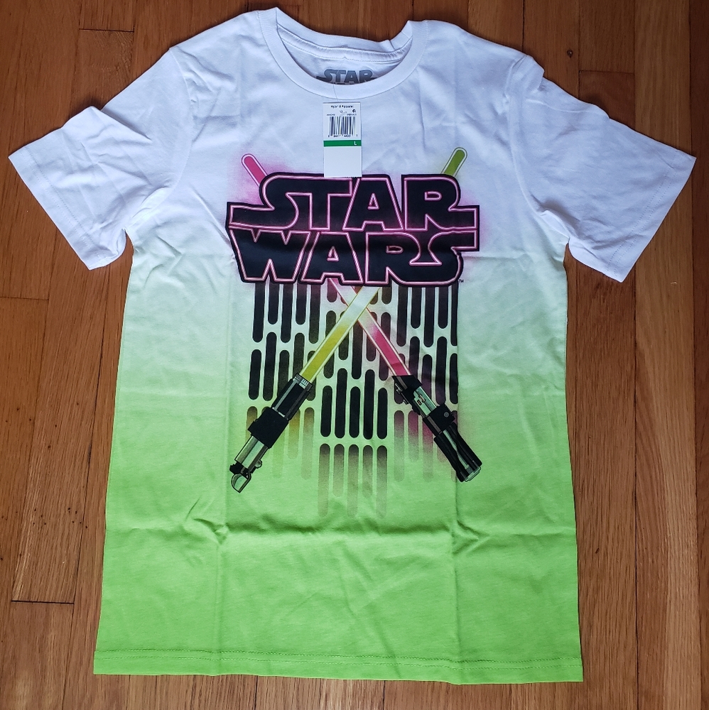 Star Wars Big Boys Lightsabers Ombre T shirt. - Picture 1 of 5